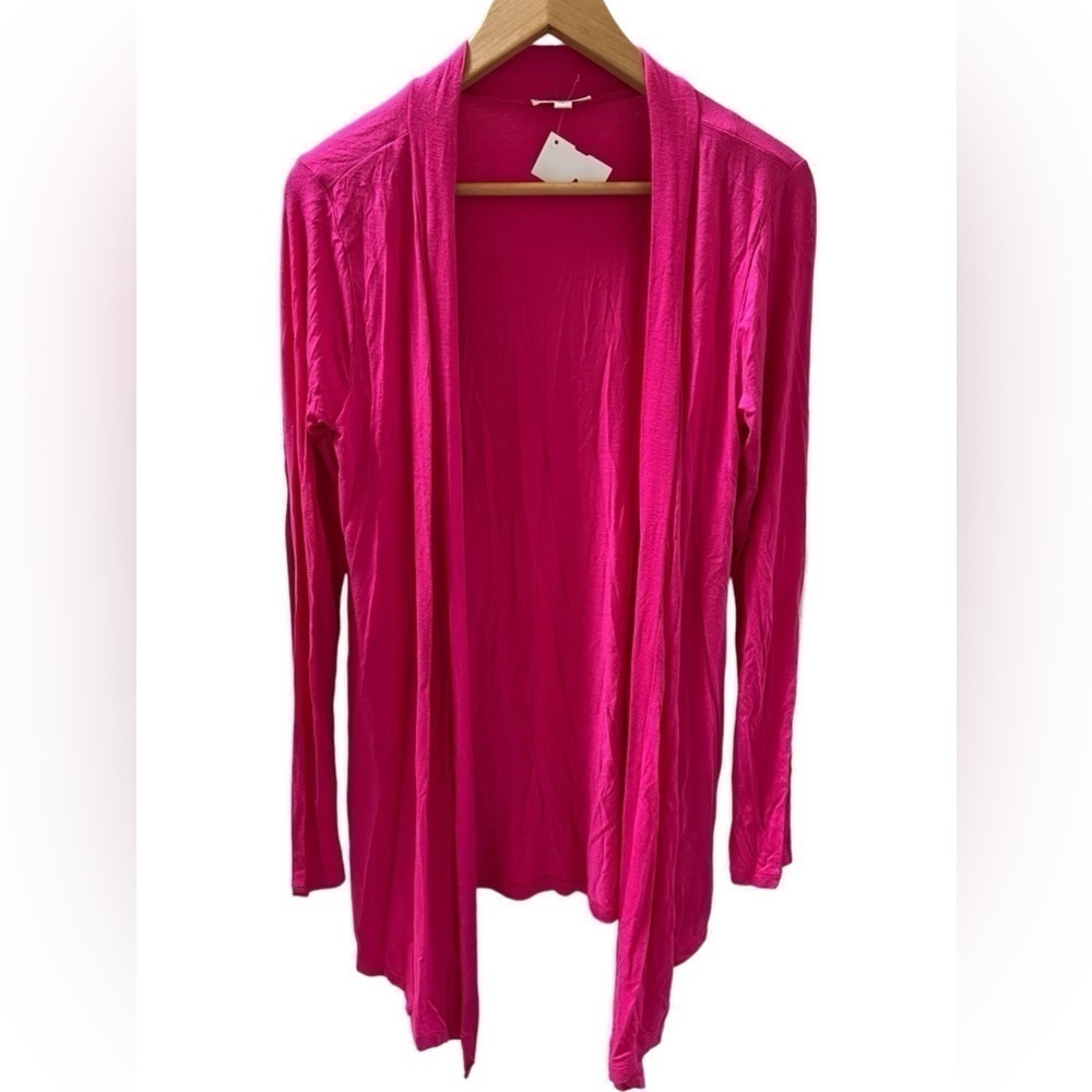 NWT cardigan Barbiecore Pink open light top w/high to low front size Medium
